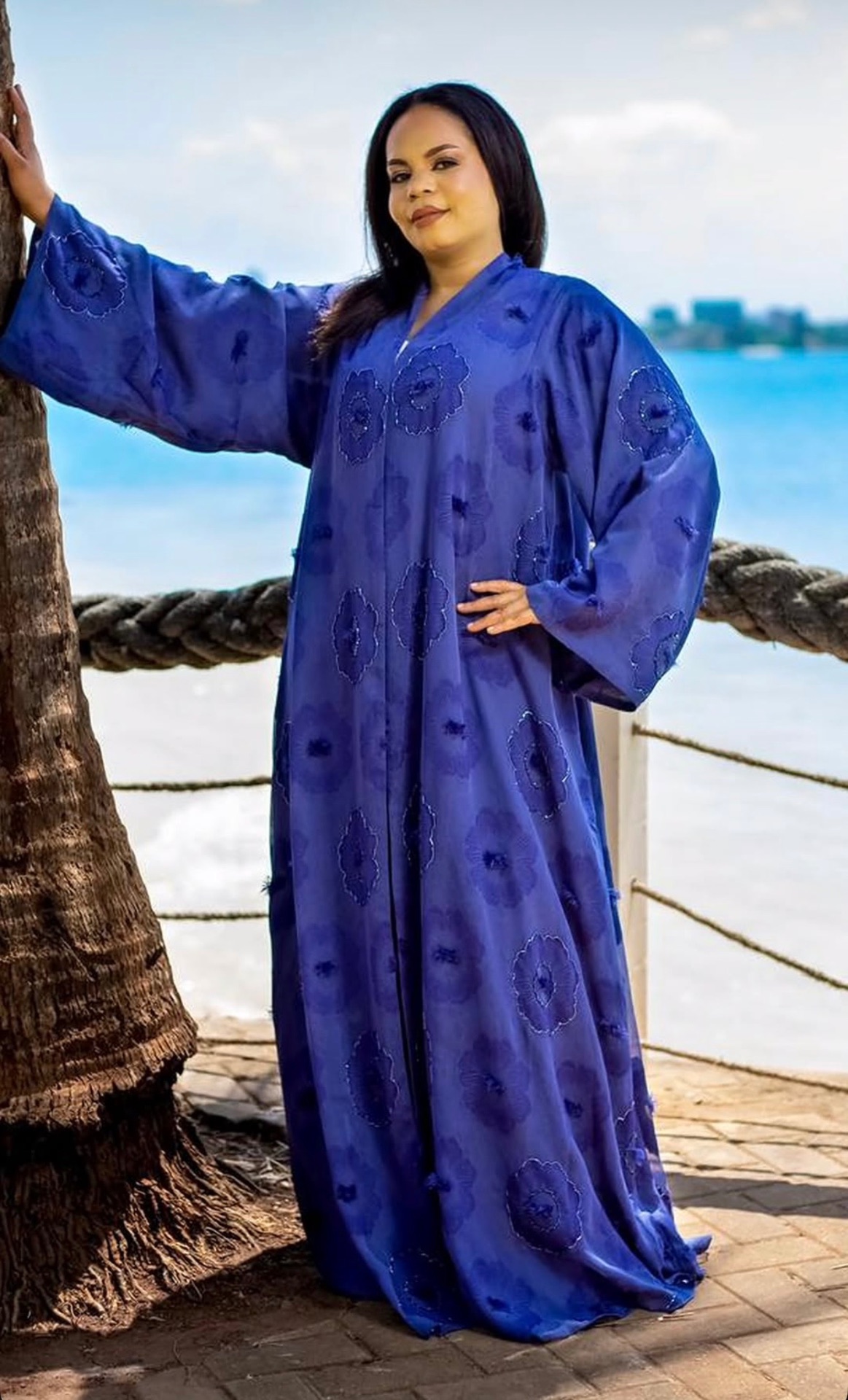 Royal Blue Bloom Abaya