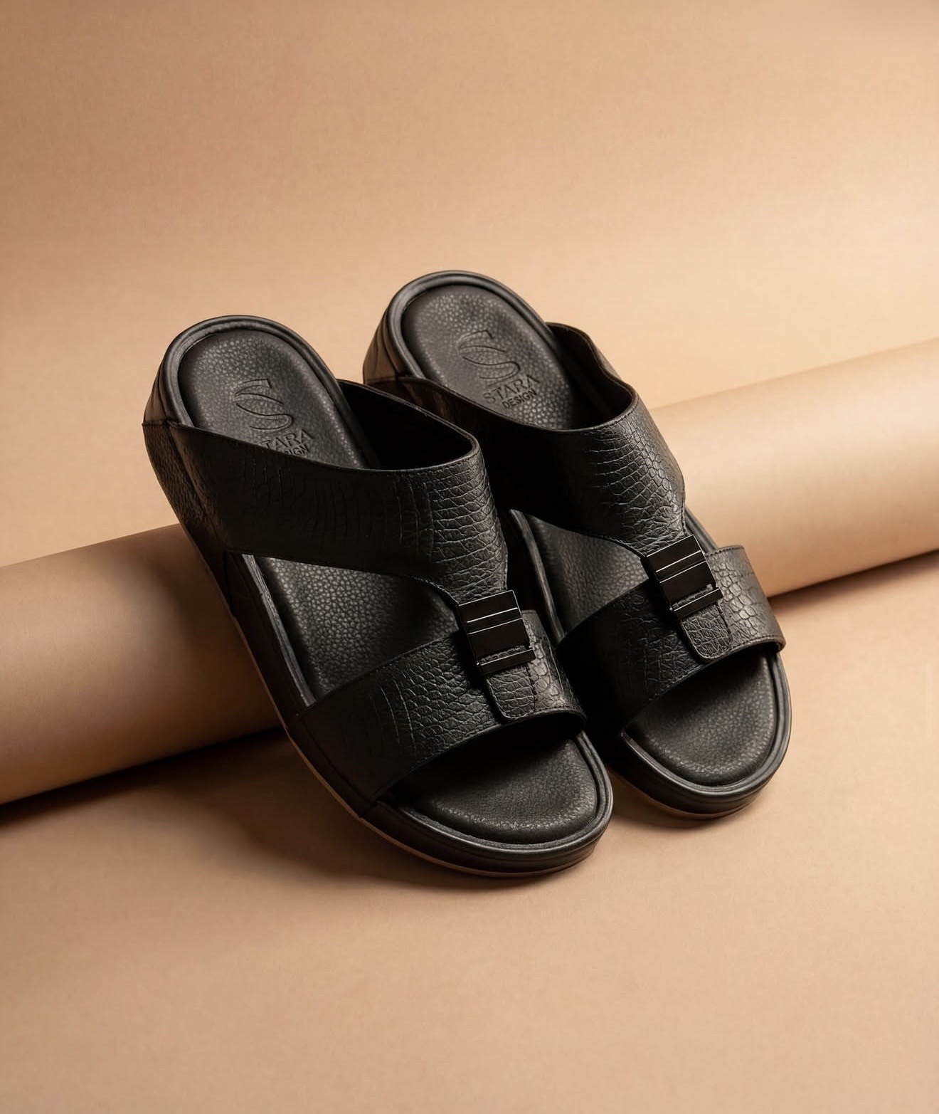 Onyx Cross-Buckle Sandal
